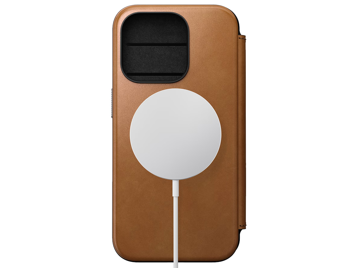 Nomad Modern Leather Folio Cognac - iPhone 15 Pro hoesje