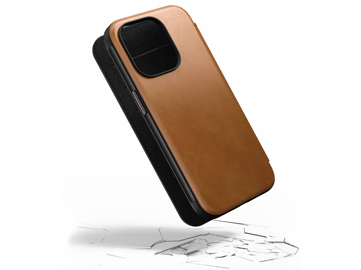 Nomad Modern Leather Folio Cognac - iPhone 15 Pro hoesje