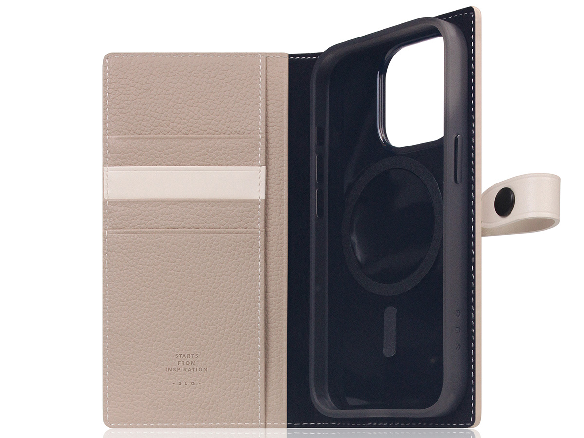 SLG Design D8 Edition 2in1 Leather Folio Light Cream - iPhone 15 Pro hoesje