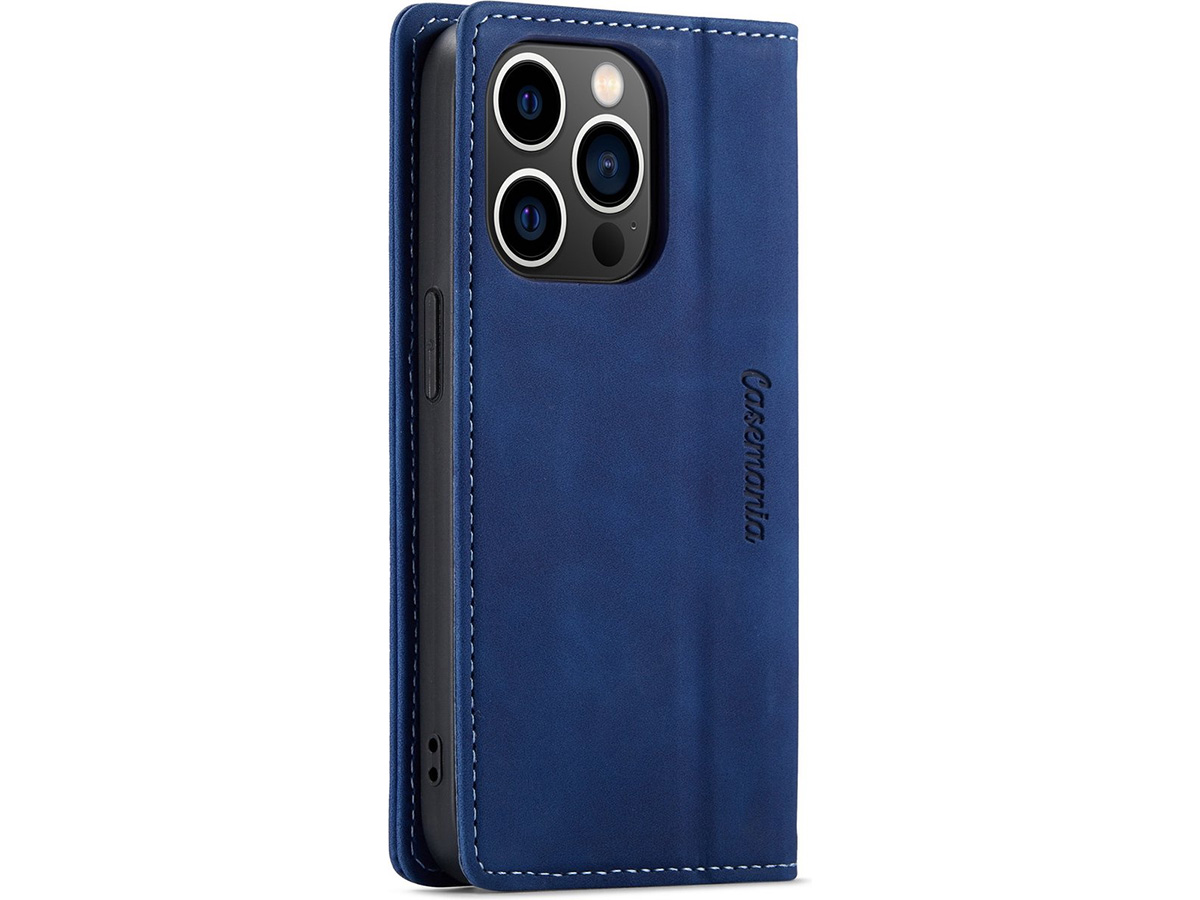 CaseMania Vintage Slim Bookcase Donkerblauw - iPhone 15 Pro Max hoesje