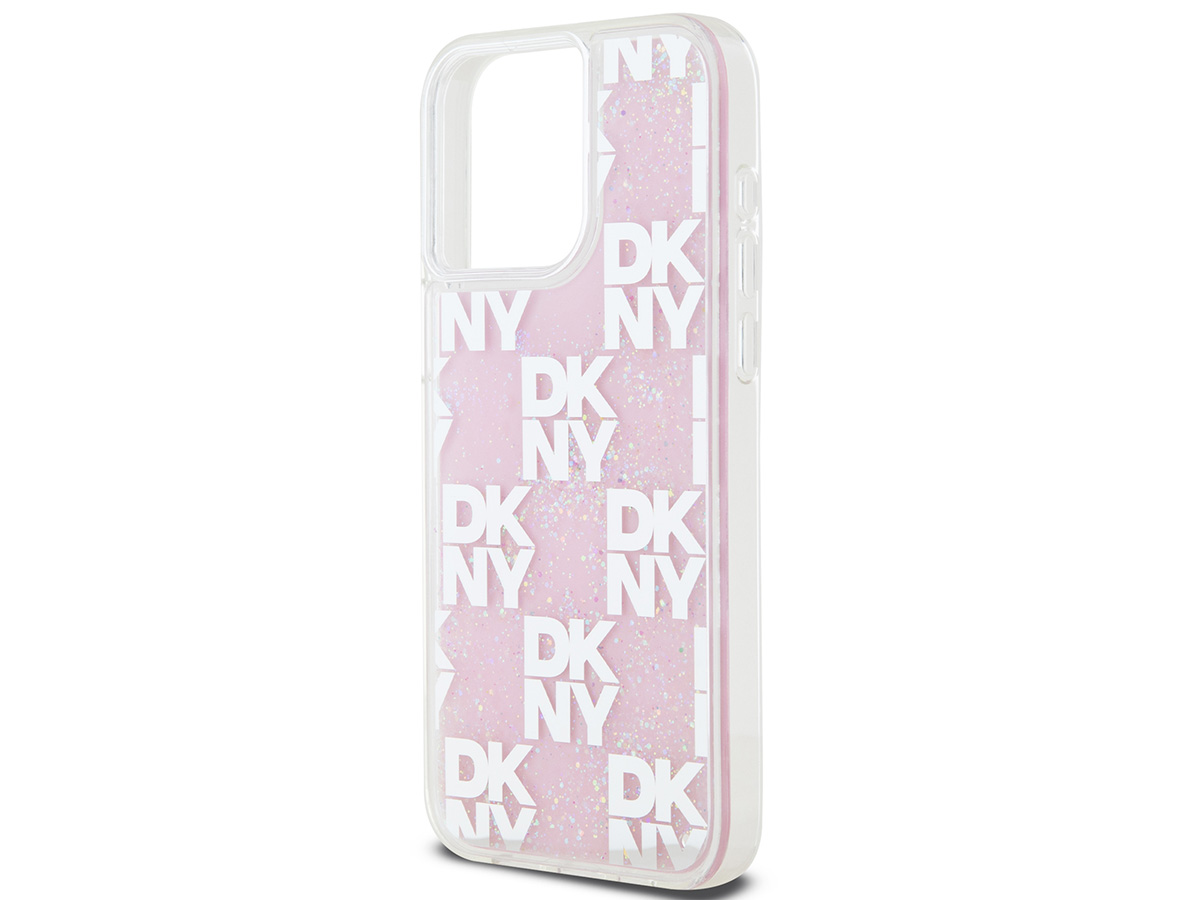 DKNY Liquid Glitter Case Roze - iPhone 15 Pro Max hoesje