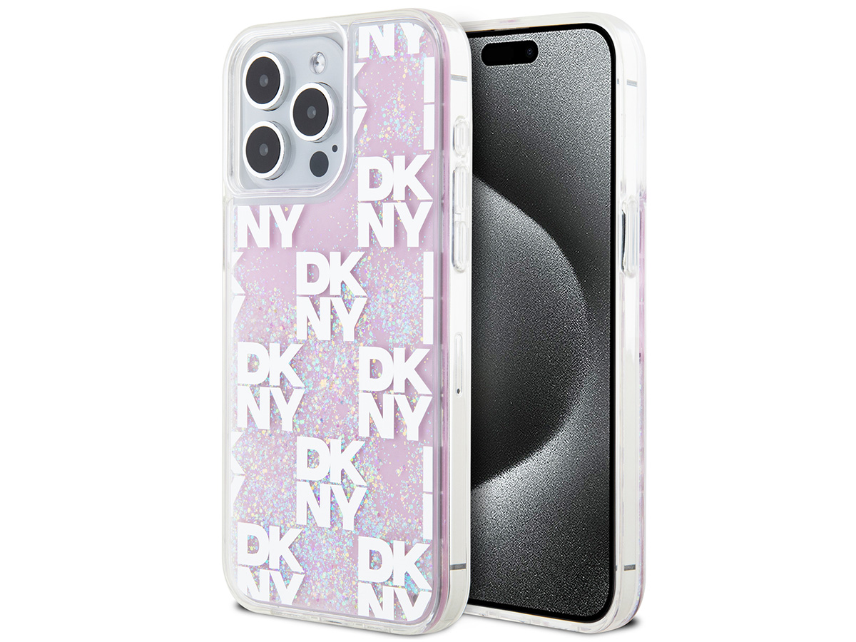 DKNY Liquid Glitter Case Roze - iPhone 15 Pro Max hoesje