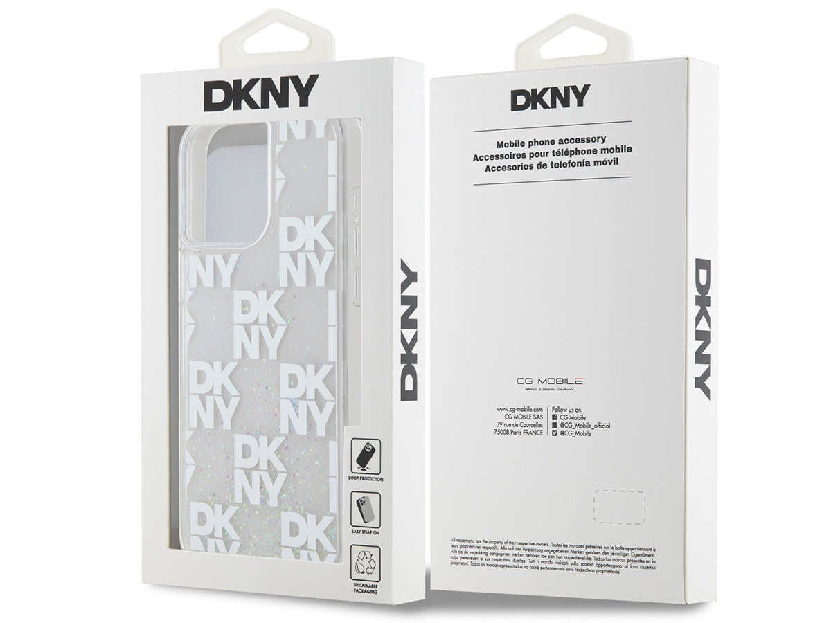 DKNY Liquid Glitter Case Clear - iPhone 15 Pro Max hoesje