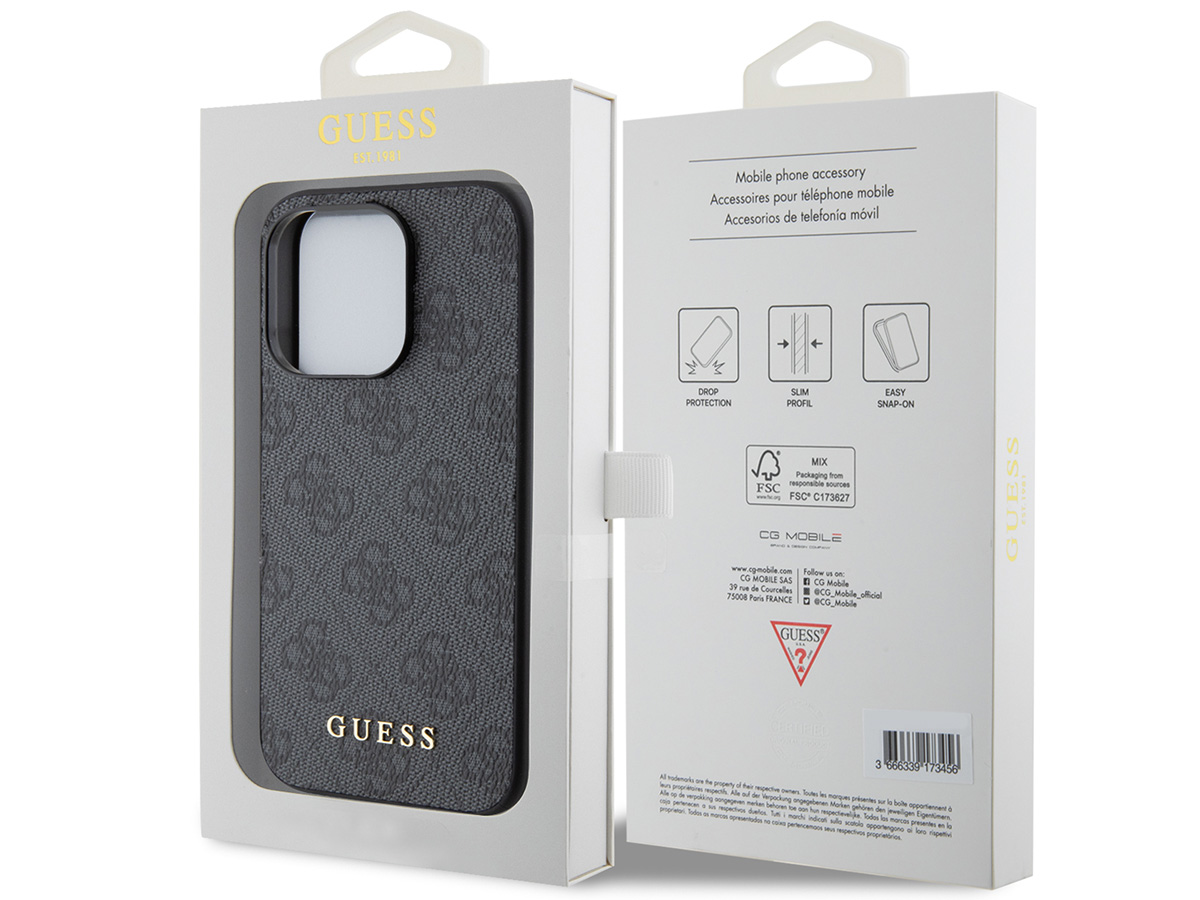 Guess 4G Monogram Case Grijs - iPhone 15 Pro Max hoesje