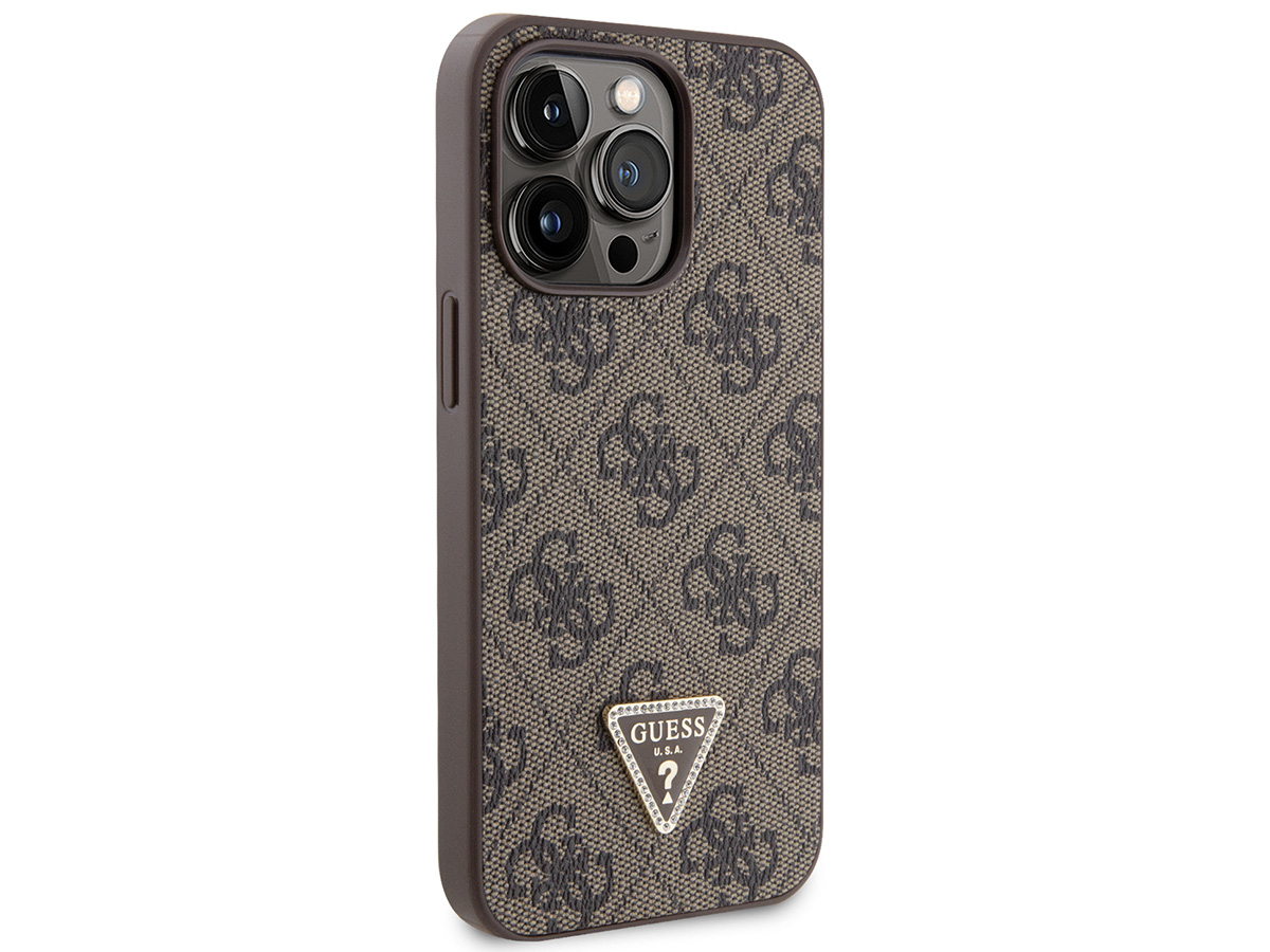 Guess 4G Monogram Necklace Case Bruin - iPhone 15 Pro Max hoesje Nekkoord