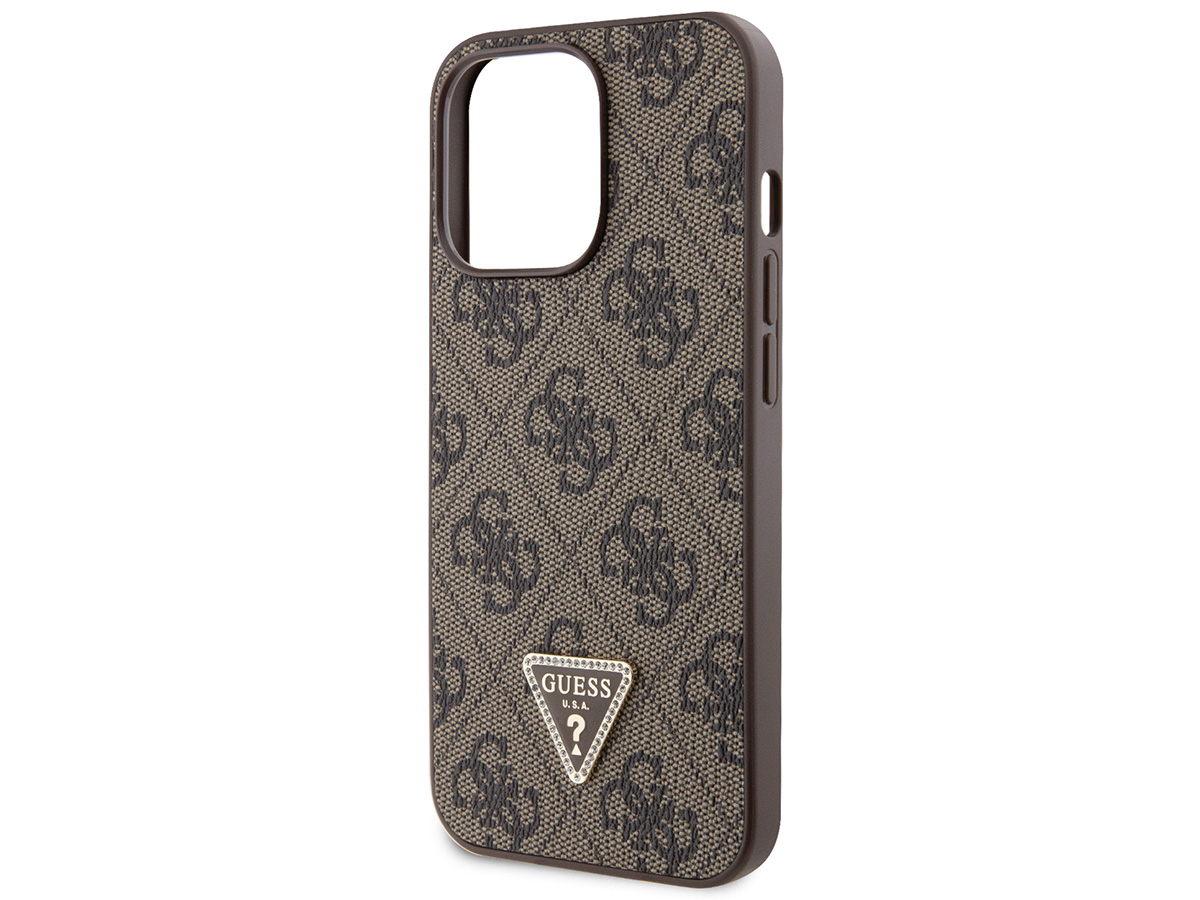 Guess 4G Monogram Necklace Case Bruin - iPhone 15 Pro Max hoesje Nekkoord