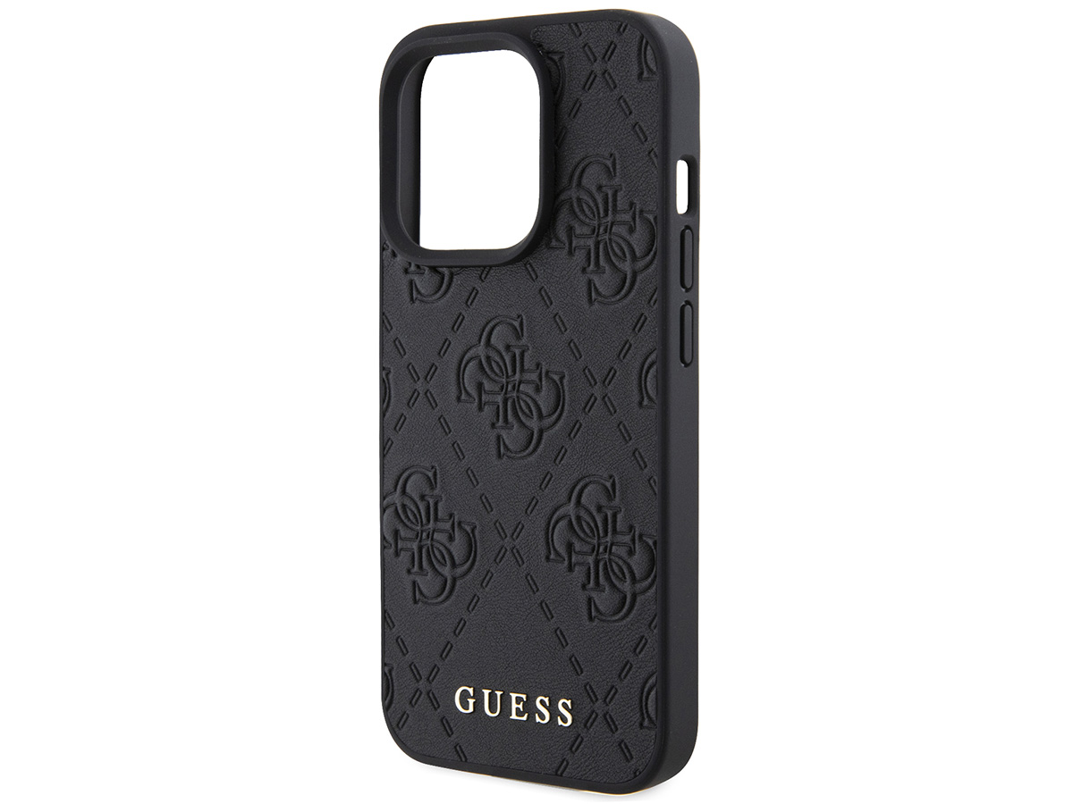 Guess 4G Monogram Stamped Case Zwart - iPhone 15 Pro Max hoesje