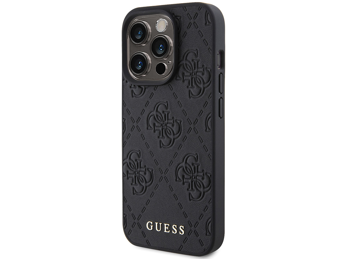 Guess 4G Monogram Stamped Case Zwart - iPhone 15 Pro Max hoesje