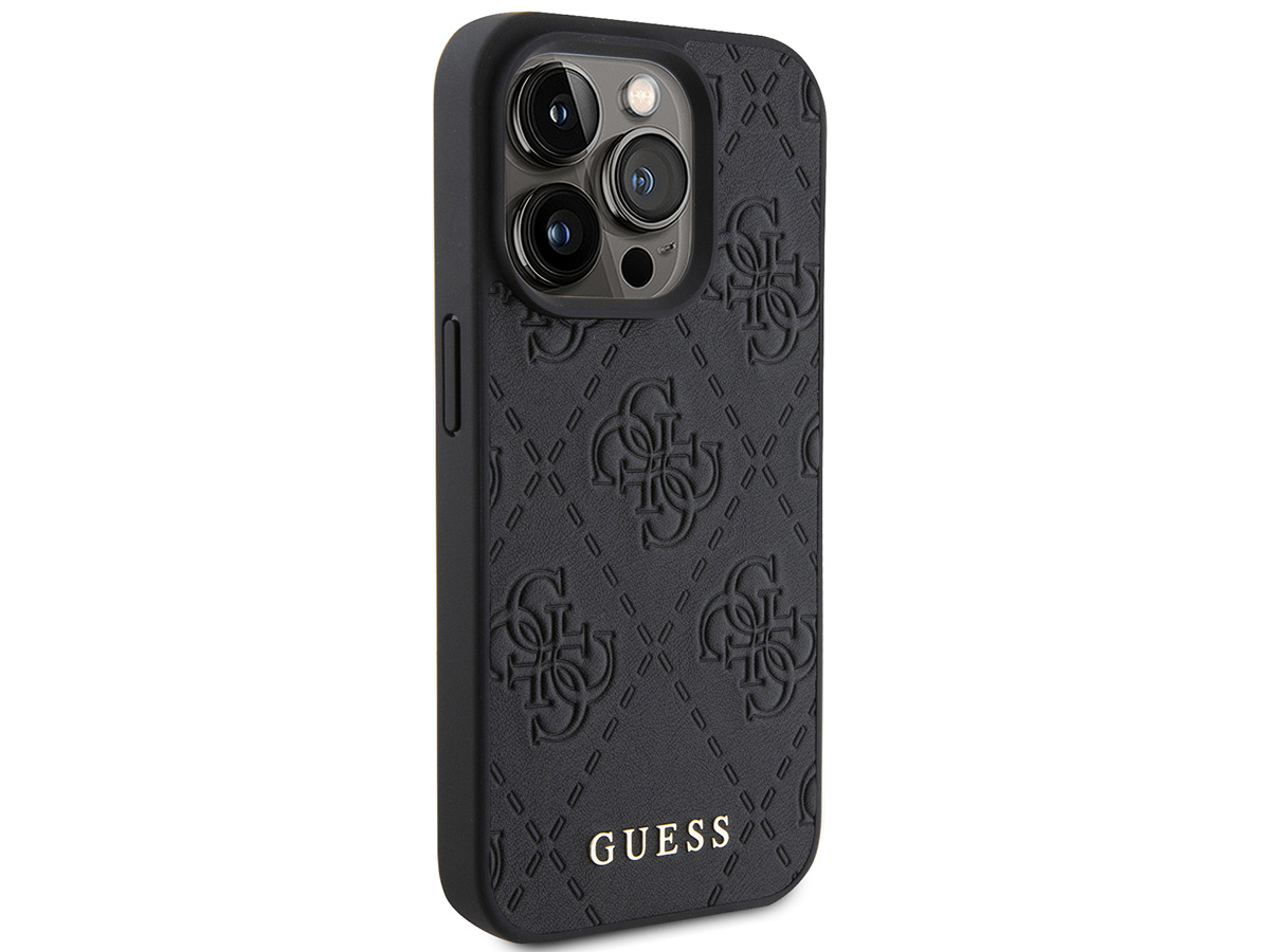 Guess 4G Monogram Stamped Case Zwart - iPhone 15 Pro Max hoesje