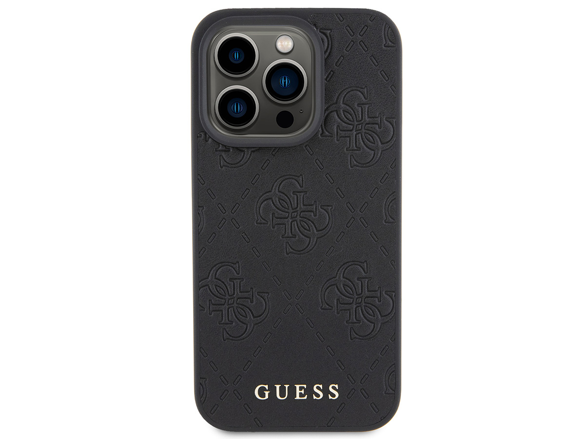 Guess 4G Monogram Stamped Case Zwart - iPhone 15 Pro Max hoesje