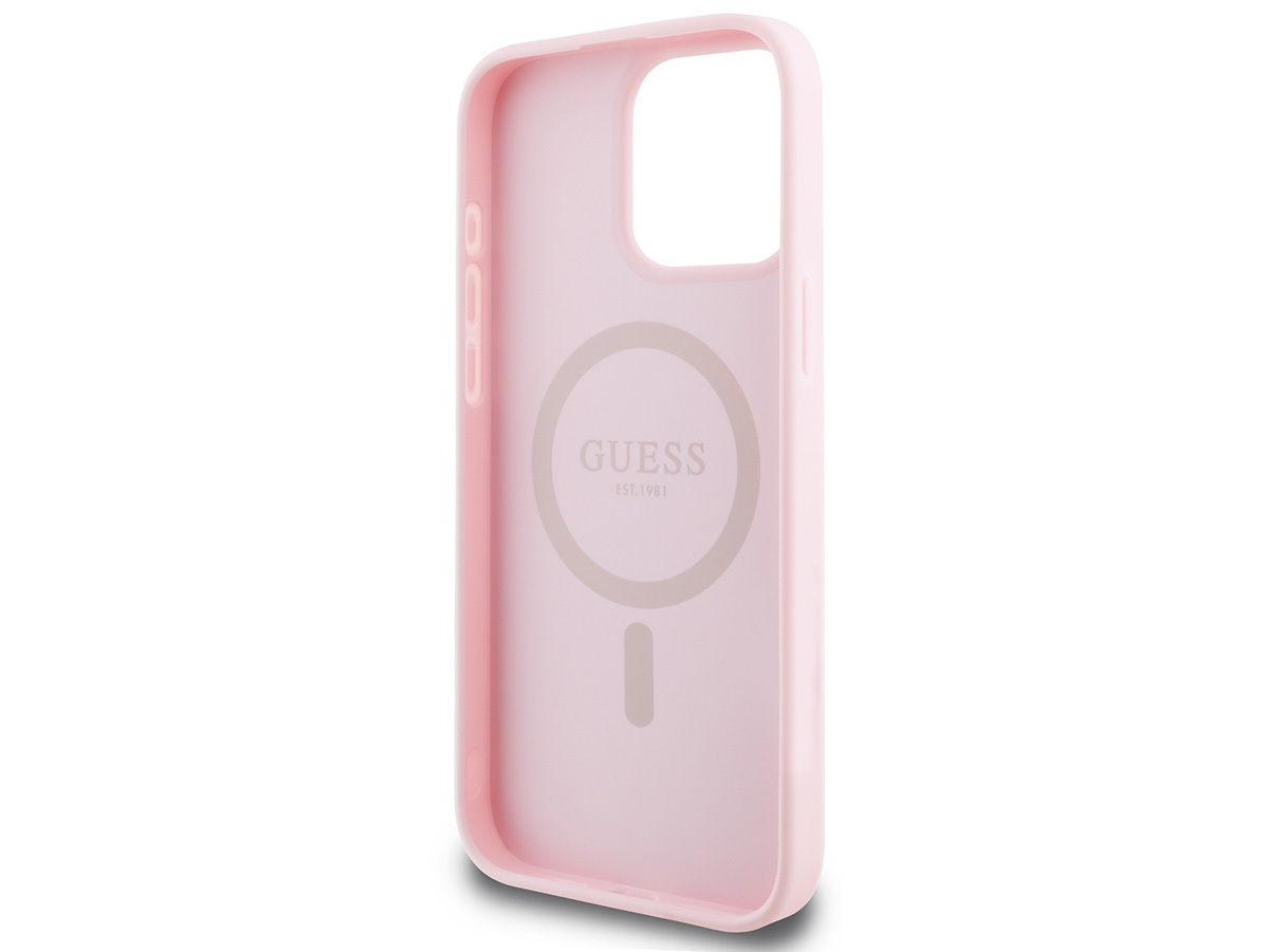 Guess Leatherette MagSafe Case Roze - iPhone 15 Pro Max hoesje