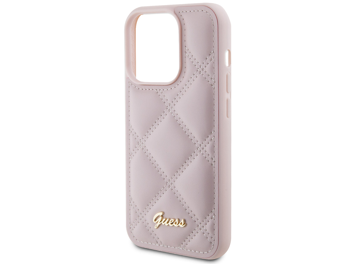 Guess Diamond Quilted Puffer Case Roze - iPhone 15 Pro Max hoesje