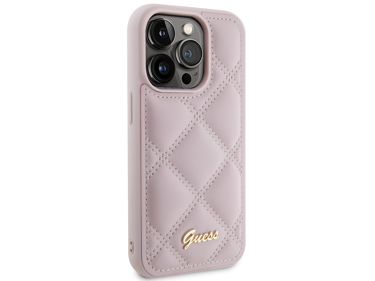 Guess Diamond Quilted Puffer Case Roze - iPhone 15 Pro Max hoesje