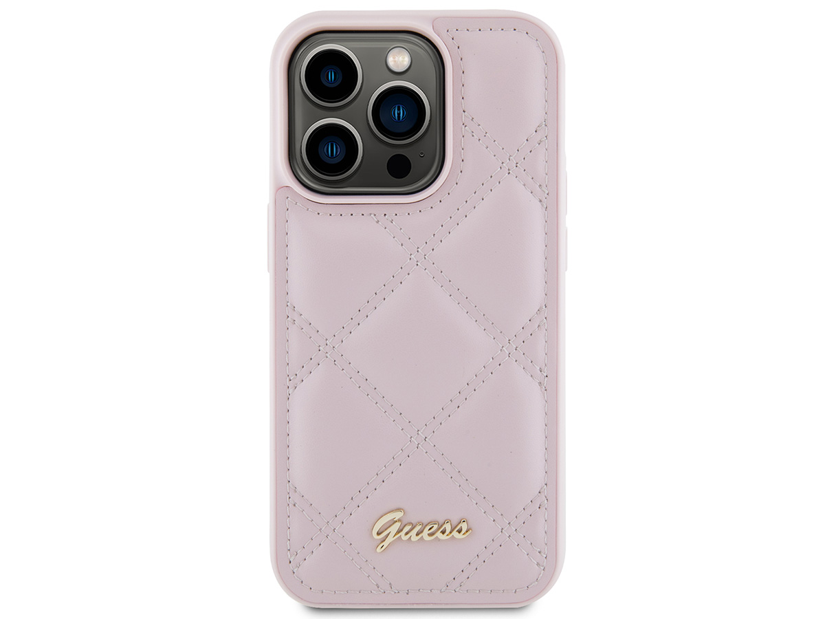 Guess Diamond Quilted Puffer Case Roze - iPhone 15 Pro Max hoesje