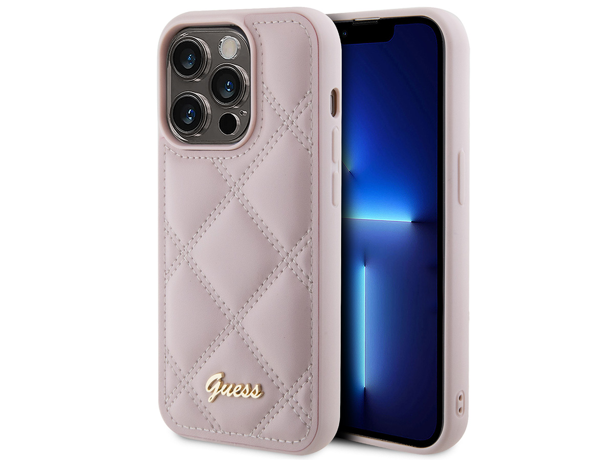 Guess Diamond Quilted Puffer Case Roze - iPhone 15 Pro Max hoesje