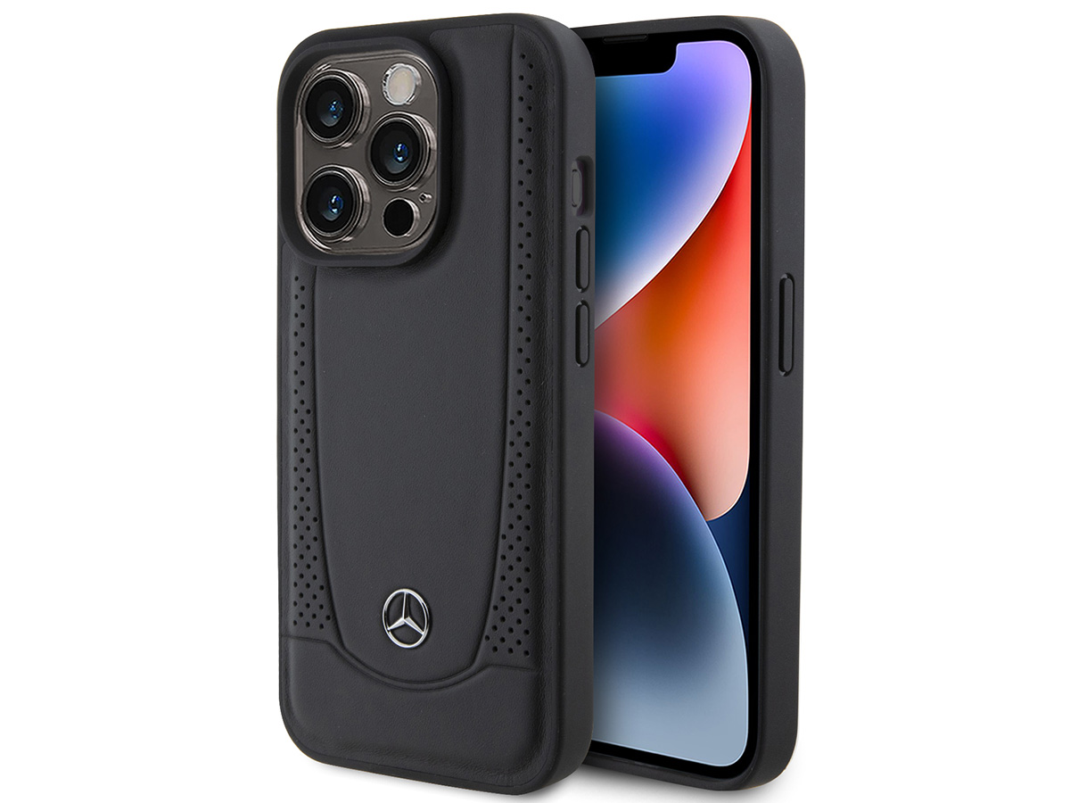 Mercedes-Benz Urban Leather Case Zwart - iPhone 15 Pro Max hoesje