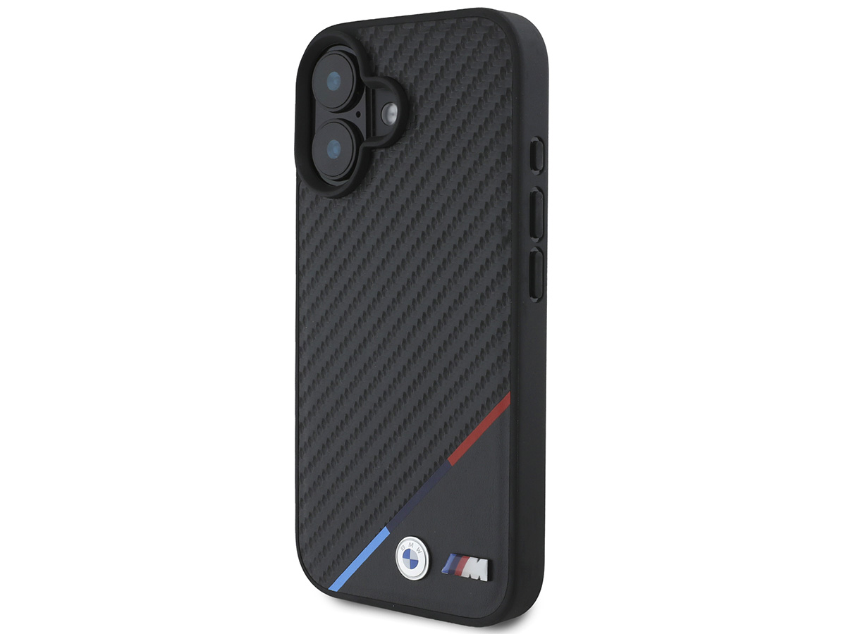 BMW M Carbon Tricolor MagSafe Case Zwart - iPhone 16 hoesje