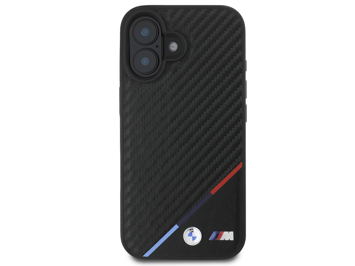 BMW M Carbon Tricolor MagSafe Case Zwart - iPhone 16 hoesje