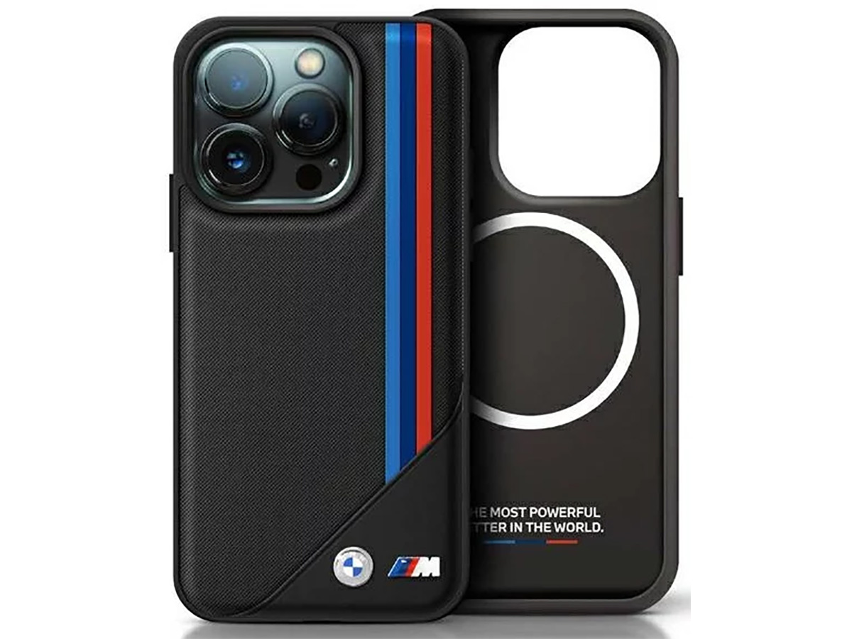 BMW M Colored Lines MagSafe Case Zwart - iPhone 16 hoesje