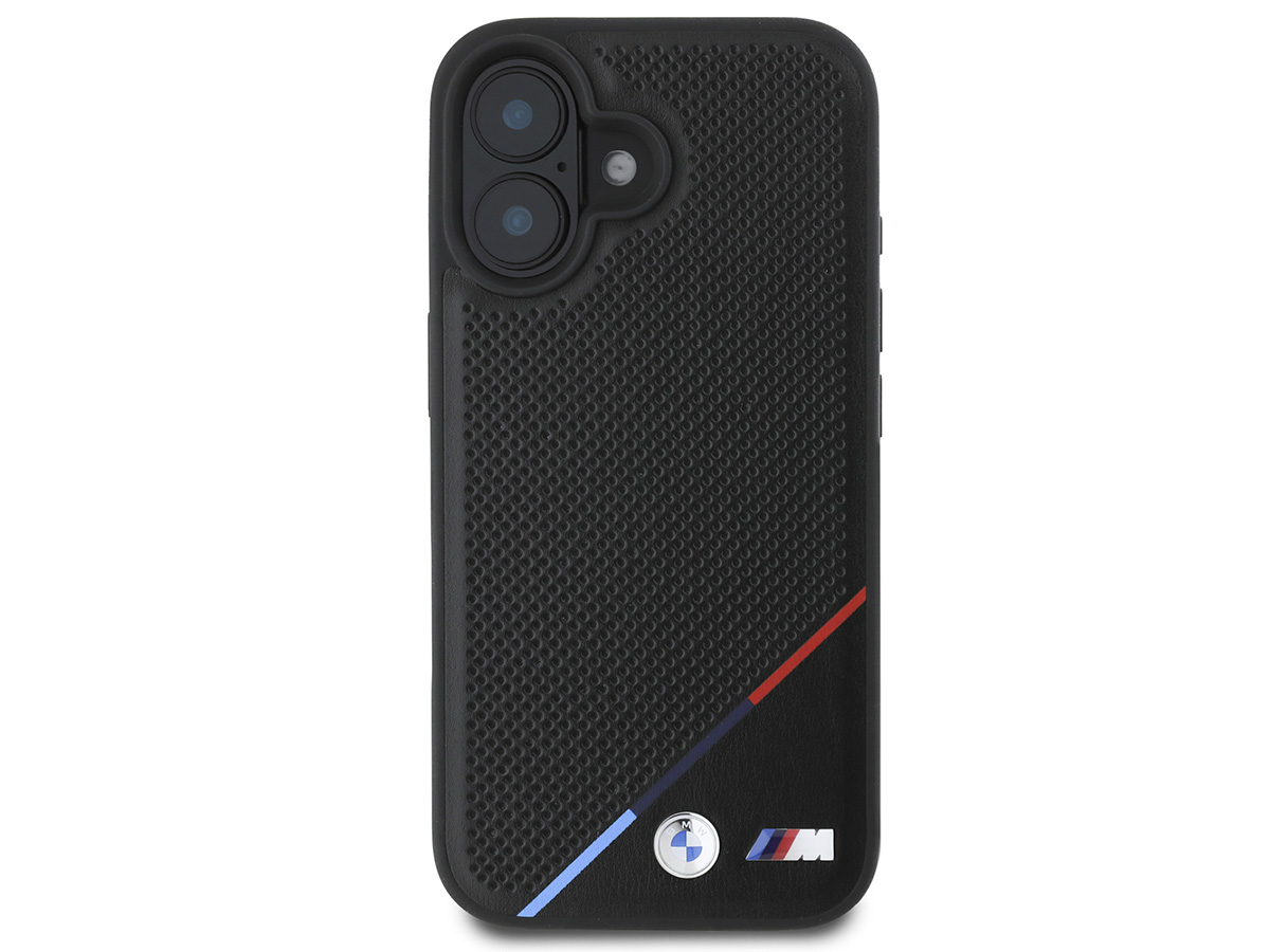 BMW M Perforated Tricolor MagSafe Case Zwart - iPhone 16 hoesje