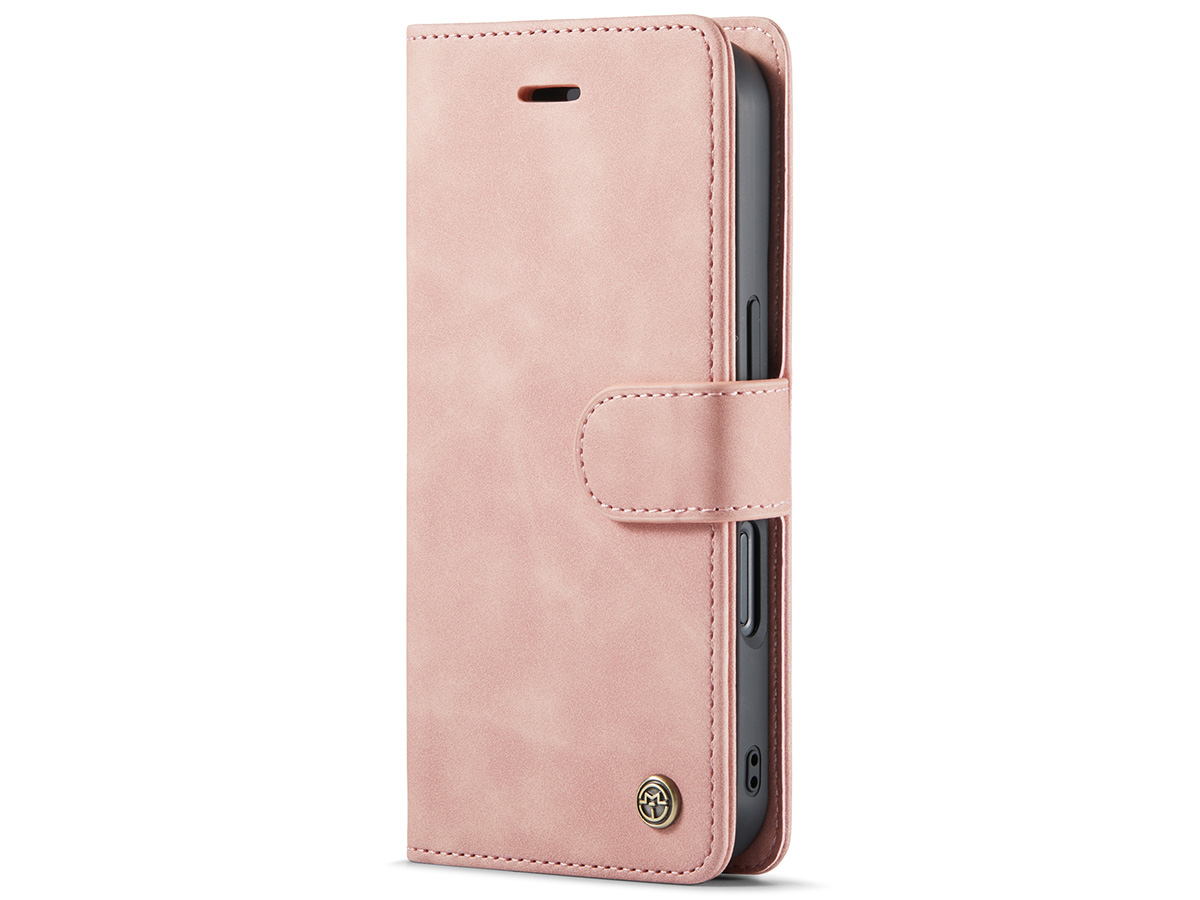 CaseMania 2in1 Magnetic Bookcase Roze - iPhone 16 Hoesje