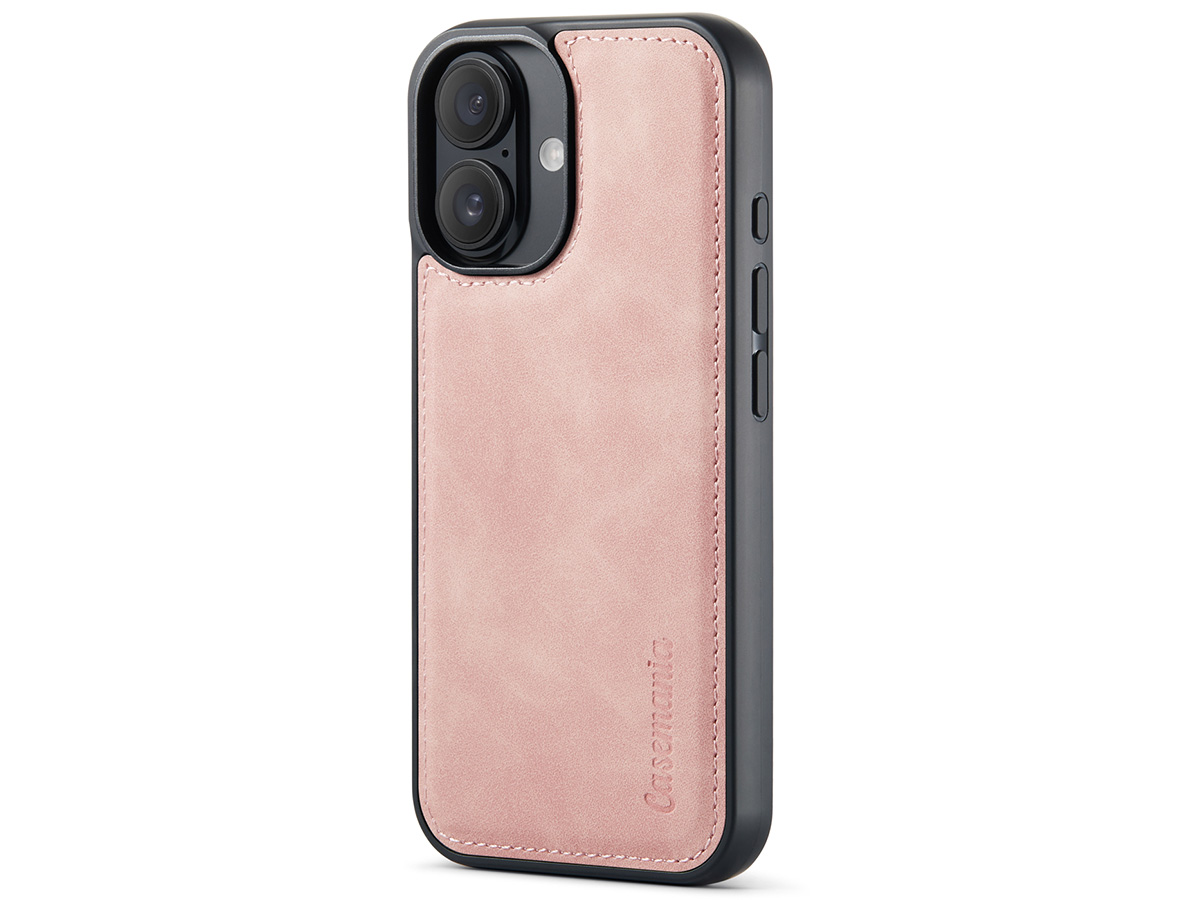 CaseMania 2in1 Magnetic Bookcase Roze - iPhone 16 Hoesje