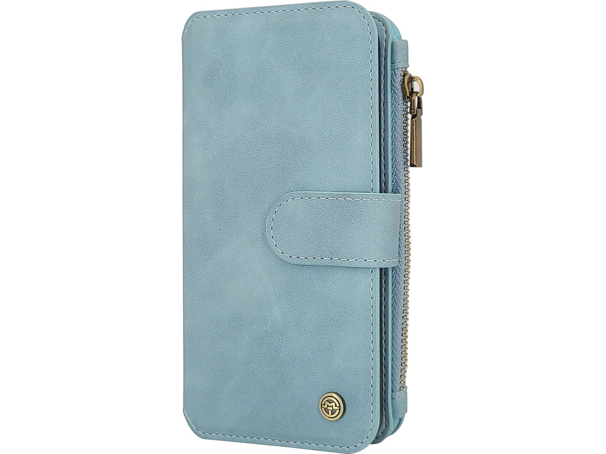 CaseMania 2in1 Wallet Ritsvak Case Aqua - iPhone 16 Hoesje