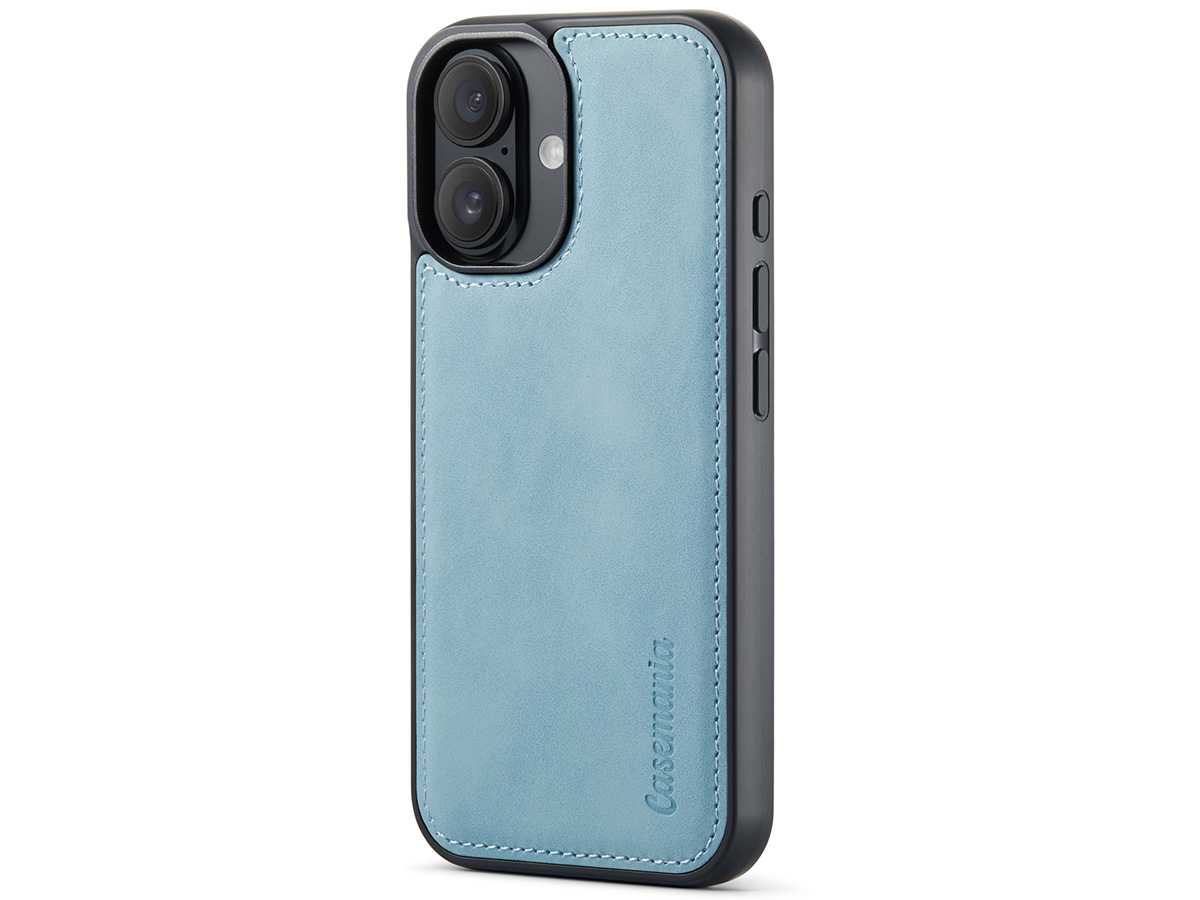 CaseMania 2in1 Wallet Ritsvak Case Aqua - iPhone 16 Hoesje