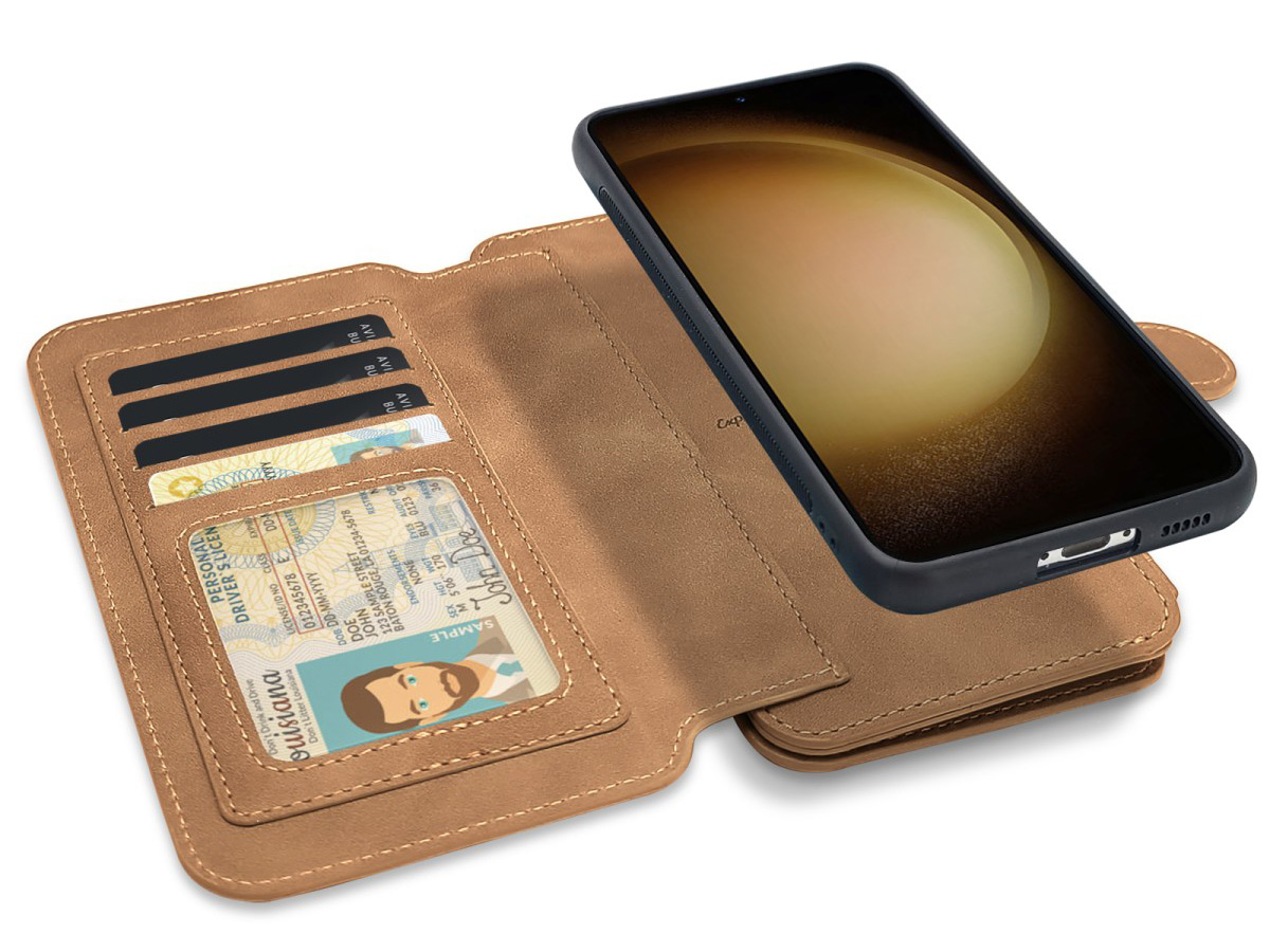 CaseMania 2in1 Wallet Ritsvak Case Cognac - iPhone 16 Hoesje