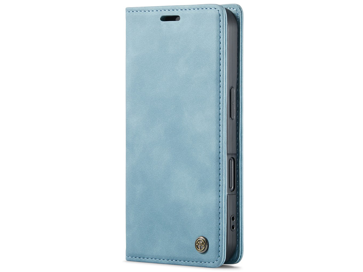 CaseMania Vintage Slim Bookcase Aqua - iPhone 16 hoesje