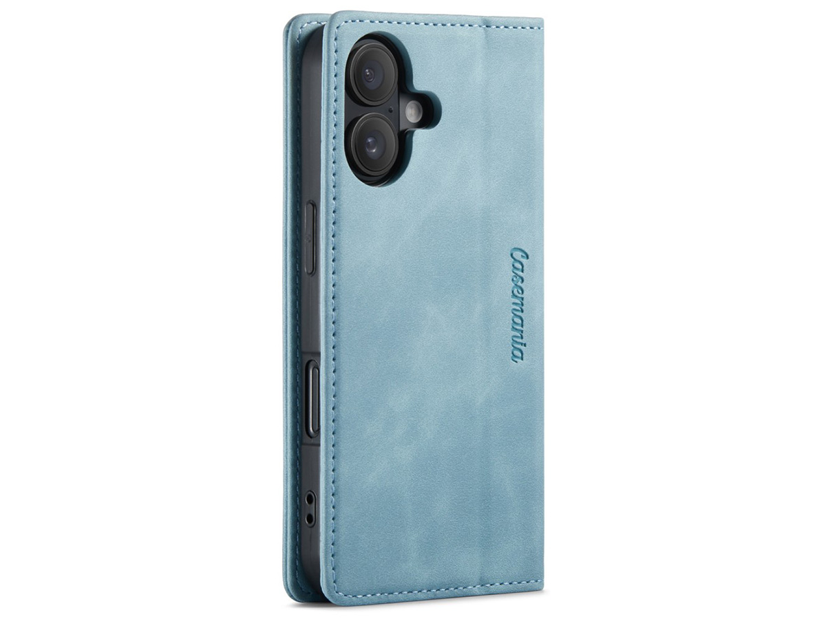 CaseMania Vintage Slim Bookcase Aqua - iPhone 16 hoesje