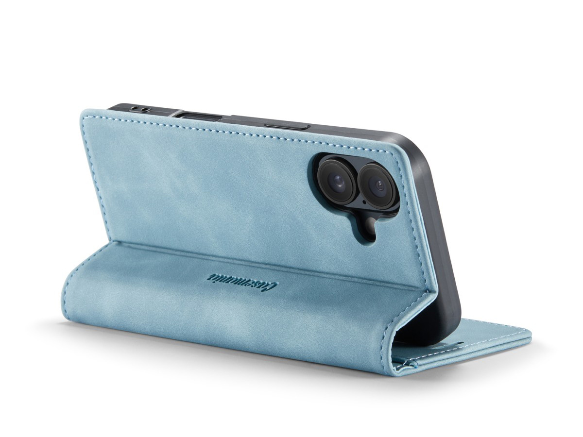 CaseMania Vintage Slim Bookcase Aqua - iPhone 16 hoesje