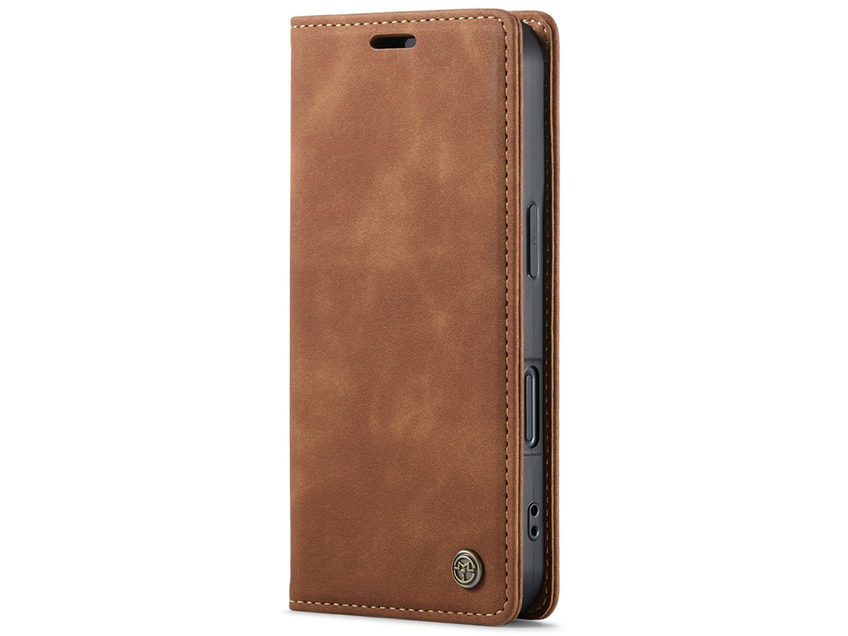 CaseMania Vintage Slim Bookcase Cognac - iPhone 16 hoesje