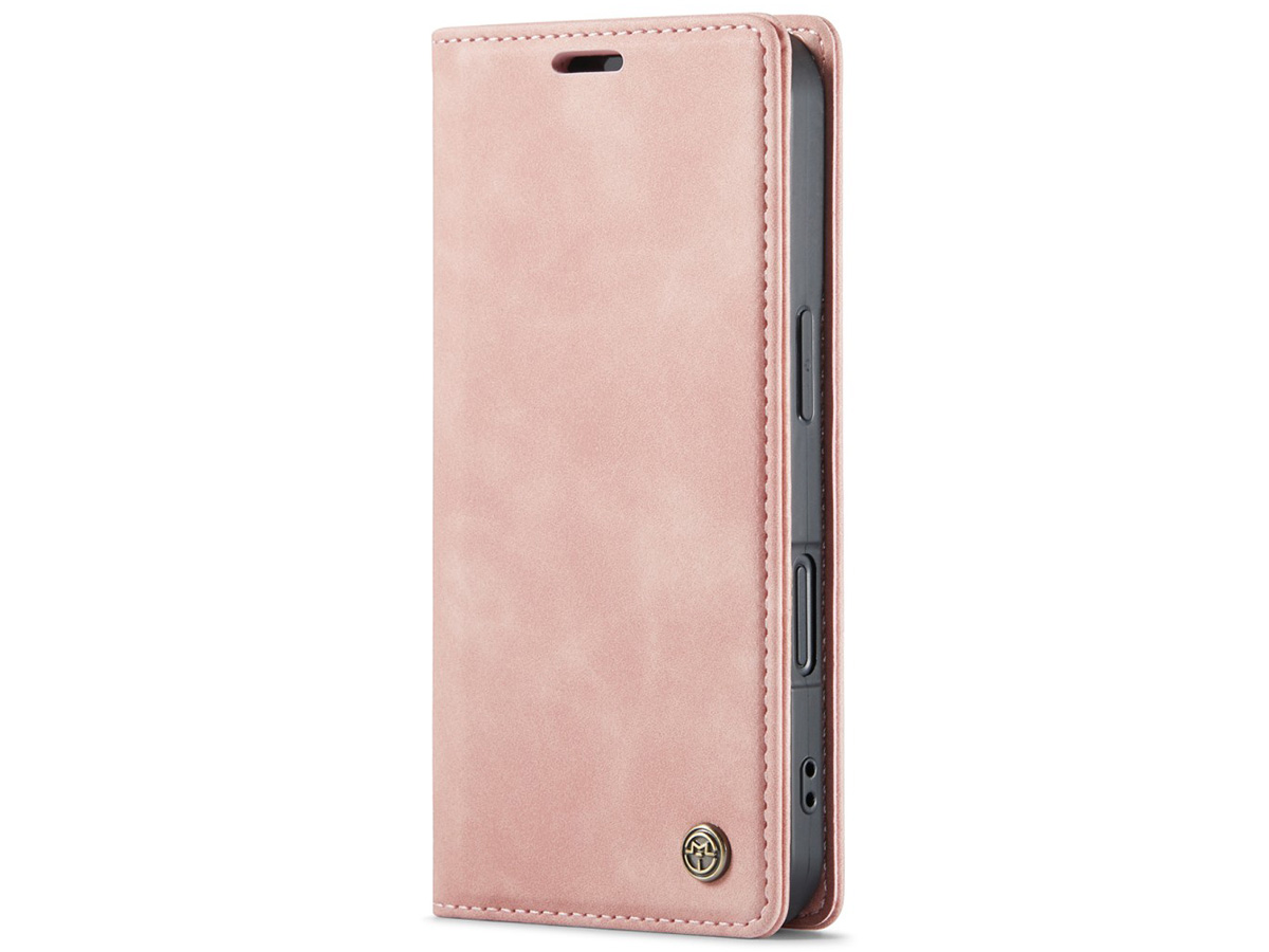 CaseMania Vintage Slim Bookcase Roze - iPhone 16 hoesje