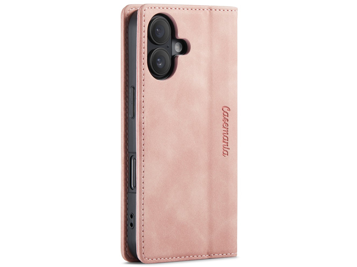 CaseMania Vintage Slim Bookcase Roze - iPhone 16 hoesje