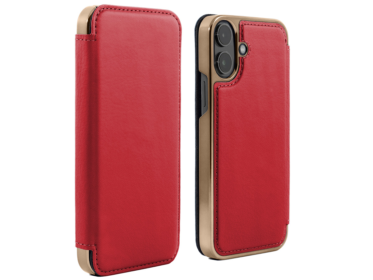 Greenwich Blake MagSafe Leather Folio Flash Red - iPhone 16 Hoesje