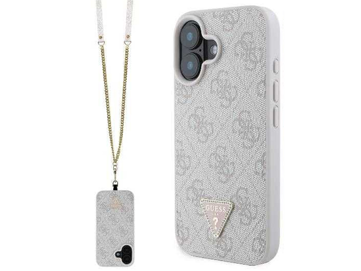 Guess 4G Monogram Necklace Case Roze - iPhone 16 hoesje met Koord