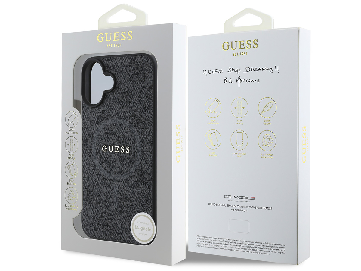 Guess 4G Monogram MagSafe Case Grijs - iPhone 16 hoesje