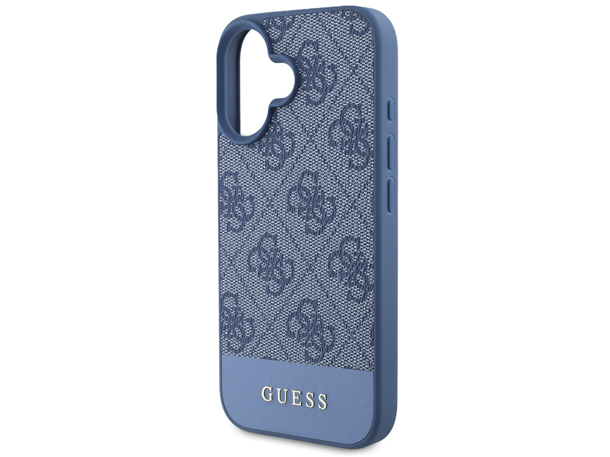 Guess 4G Monogram Stripe Case Blauw - iPhone 16 hoesje