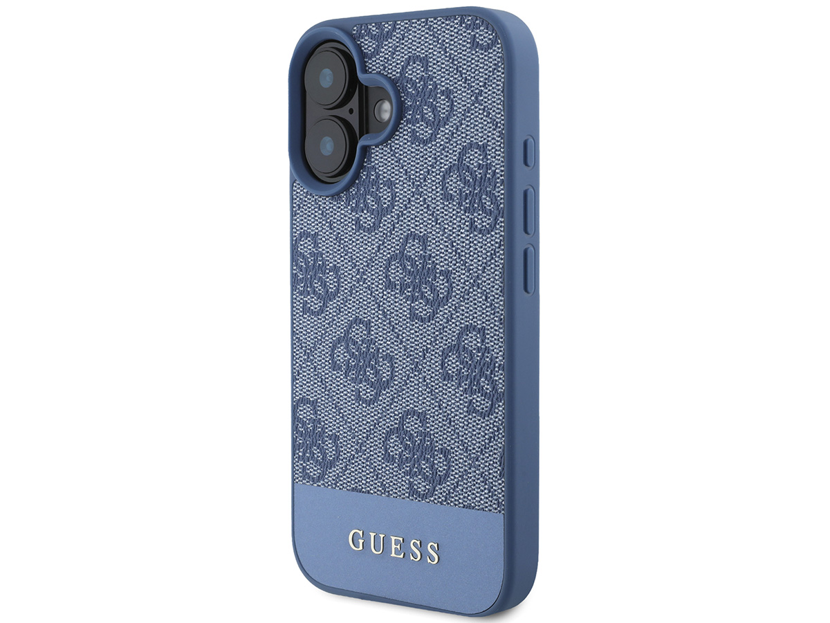 Guess 4G Monogram Stripe Case Blauw - iPhone 16 hoesje