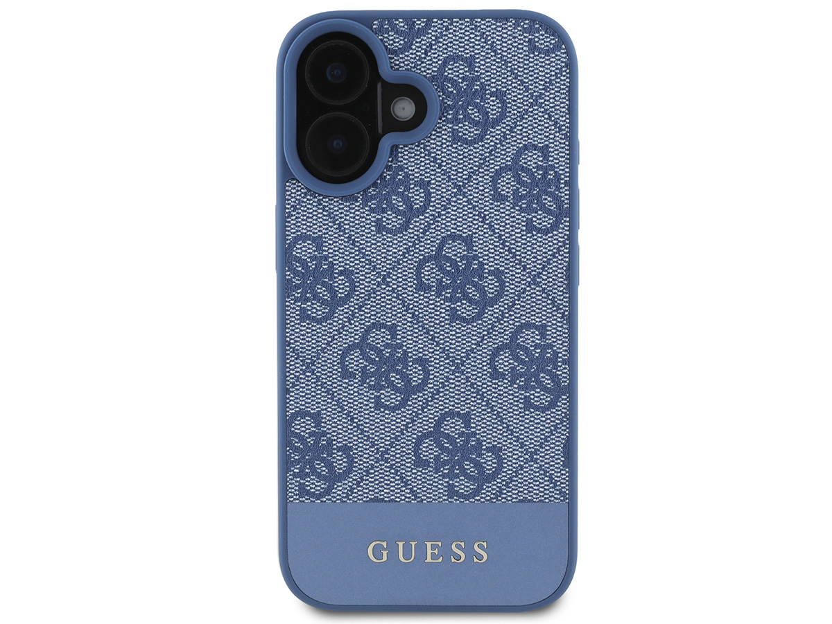 Guess 4G Monogram Stripe Case Blauw - iPhone 16 hoesje