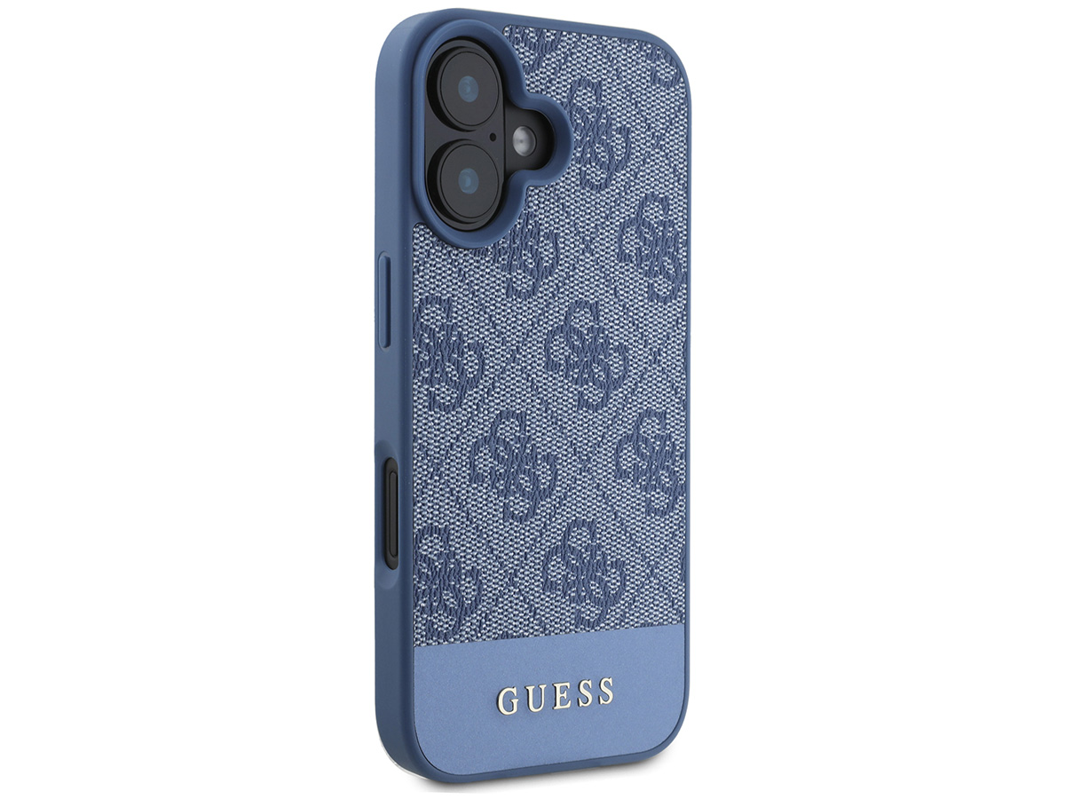 Guess 4G Monogram Stripe Case Blauw - iPhone 16 hoesje