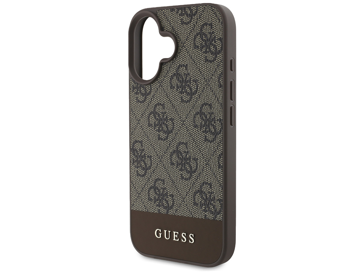 Guess 4G Monogram Stripe Case Bruin - iPhone 16 hoesje