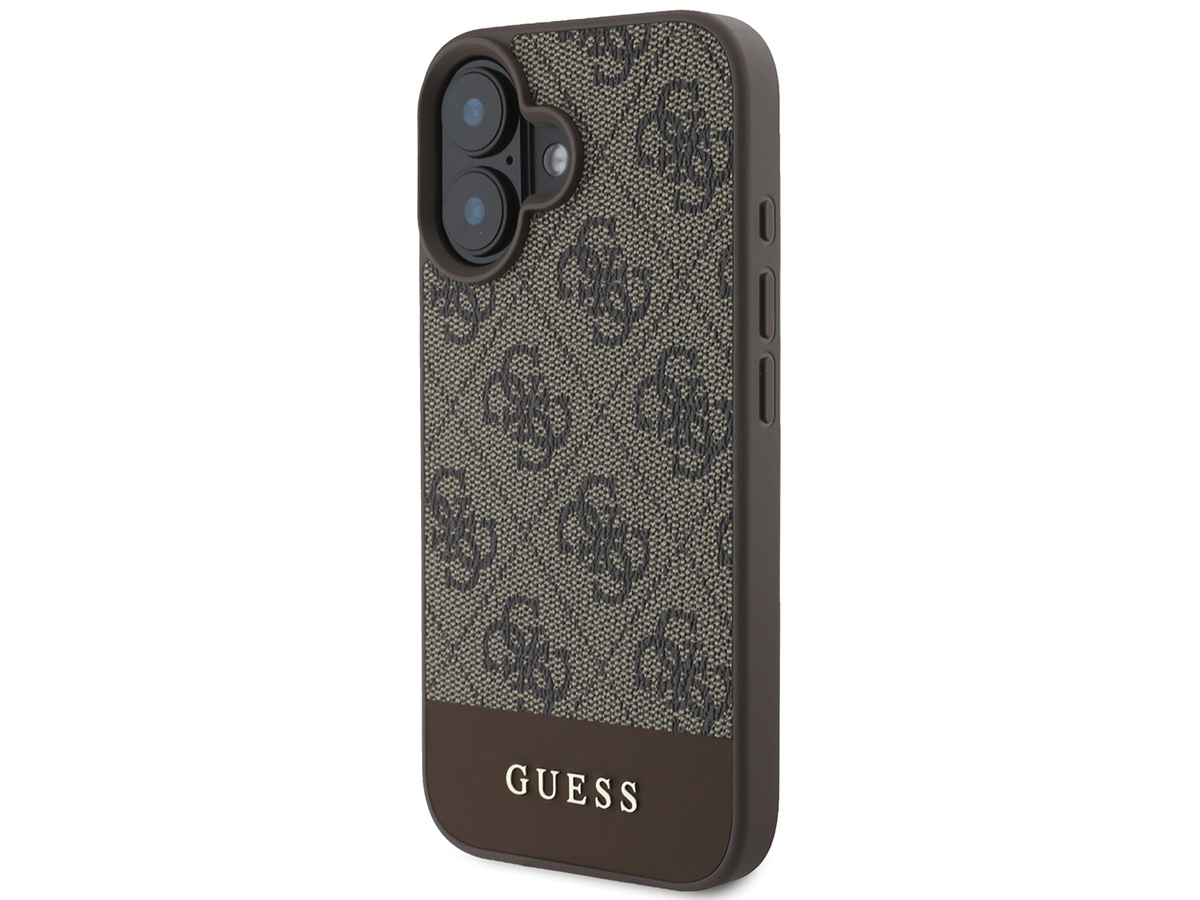 Guess 4G Monogram Stripe Case Bruin - iPhone 16 hoesje