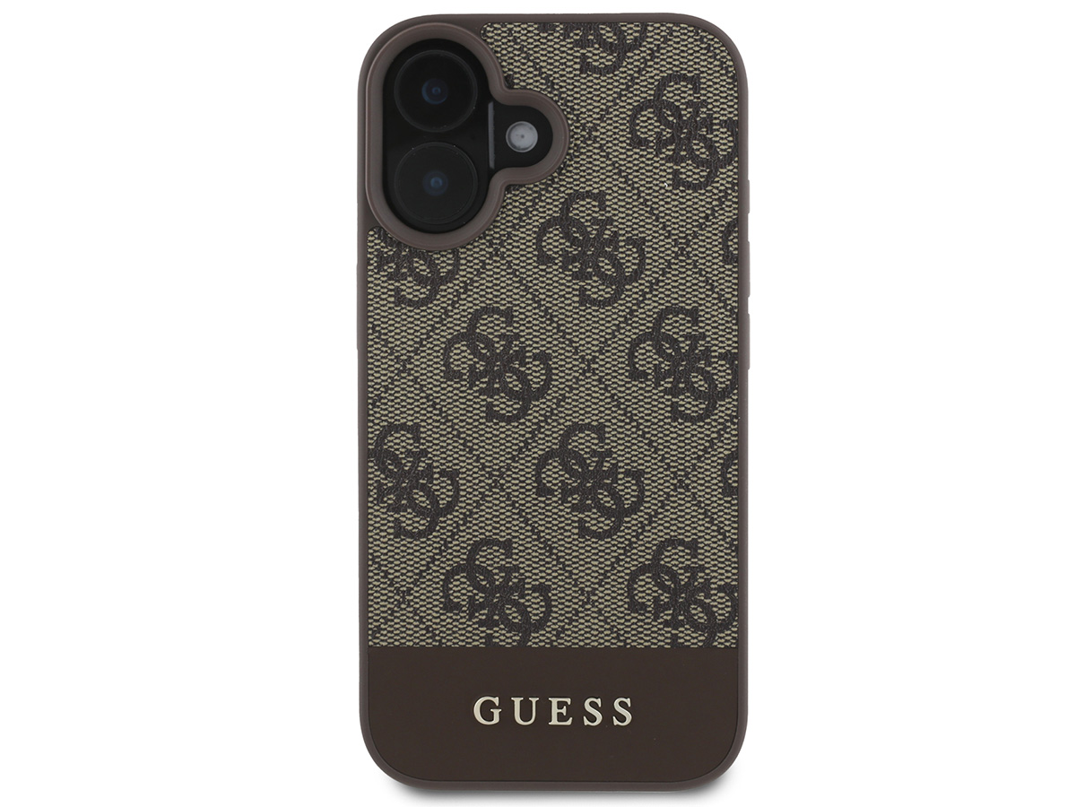 Guess 4G Monogram Stripe Case Bruin - iPhone 16 hoesje