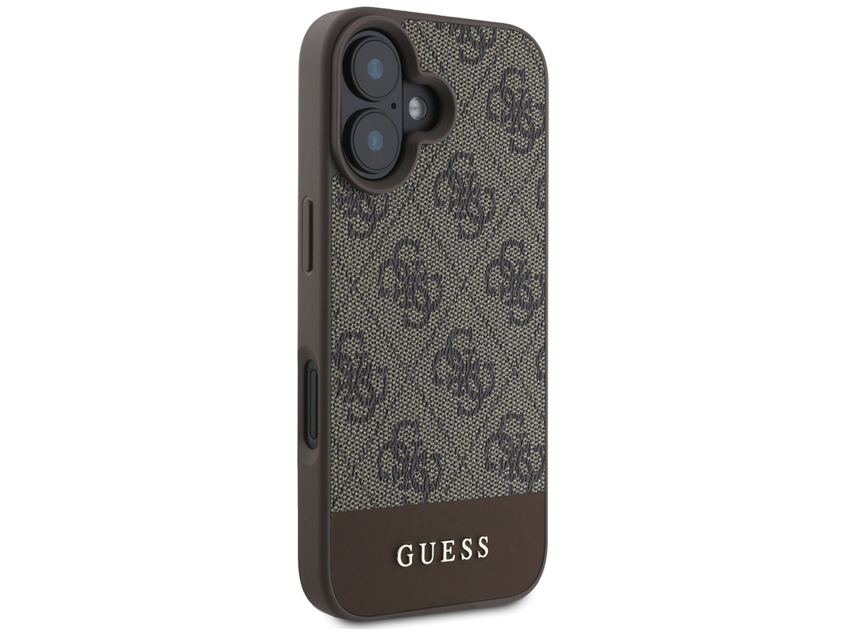 Guess 4G Monogram Stripe Case Bruin - iPhone 16 hoesje