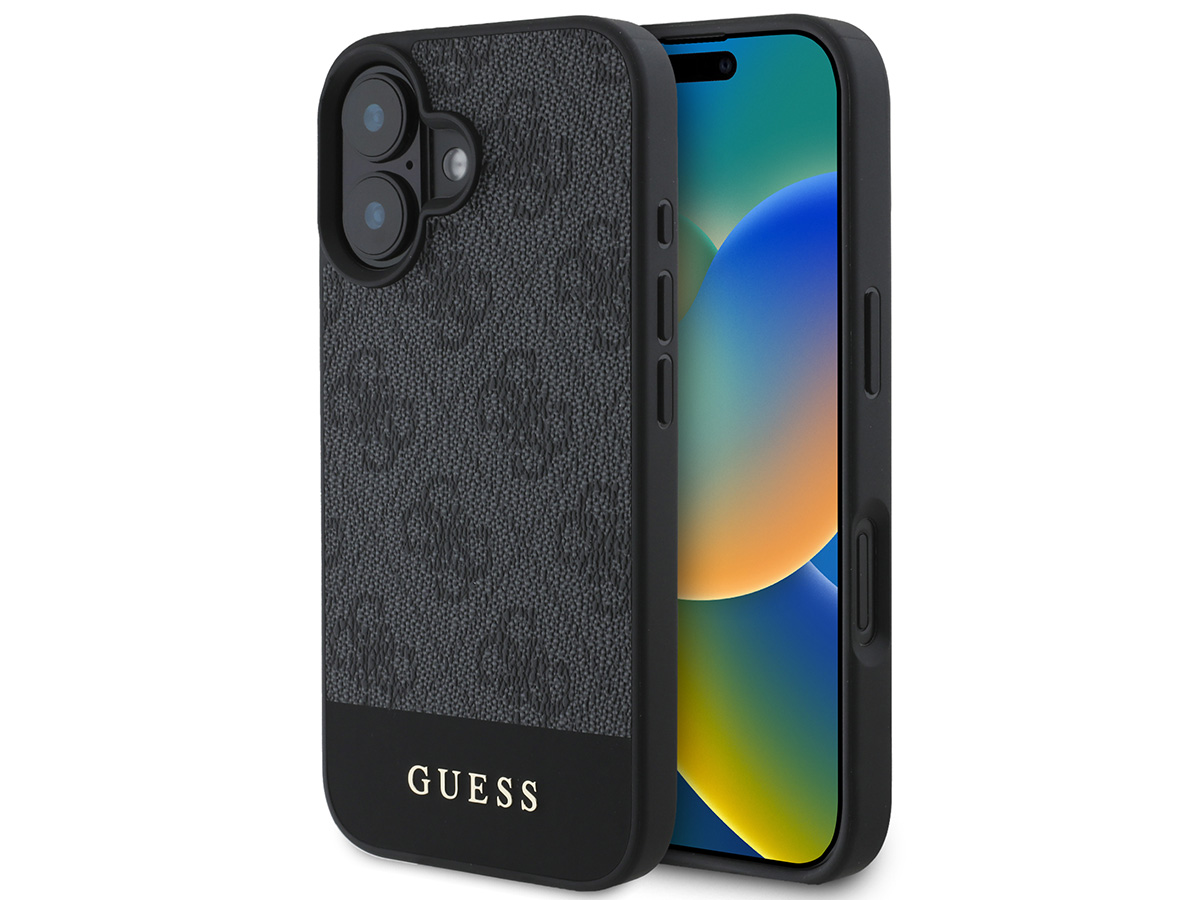 Guess 4G Monogram Stripe Case Grijs - iPhone 16 hoesje