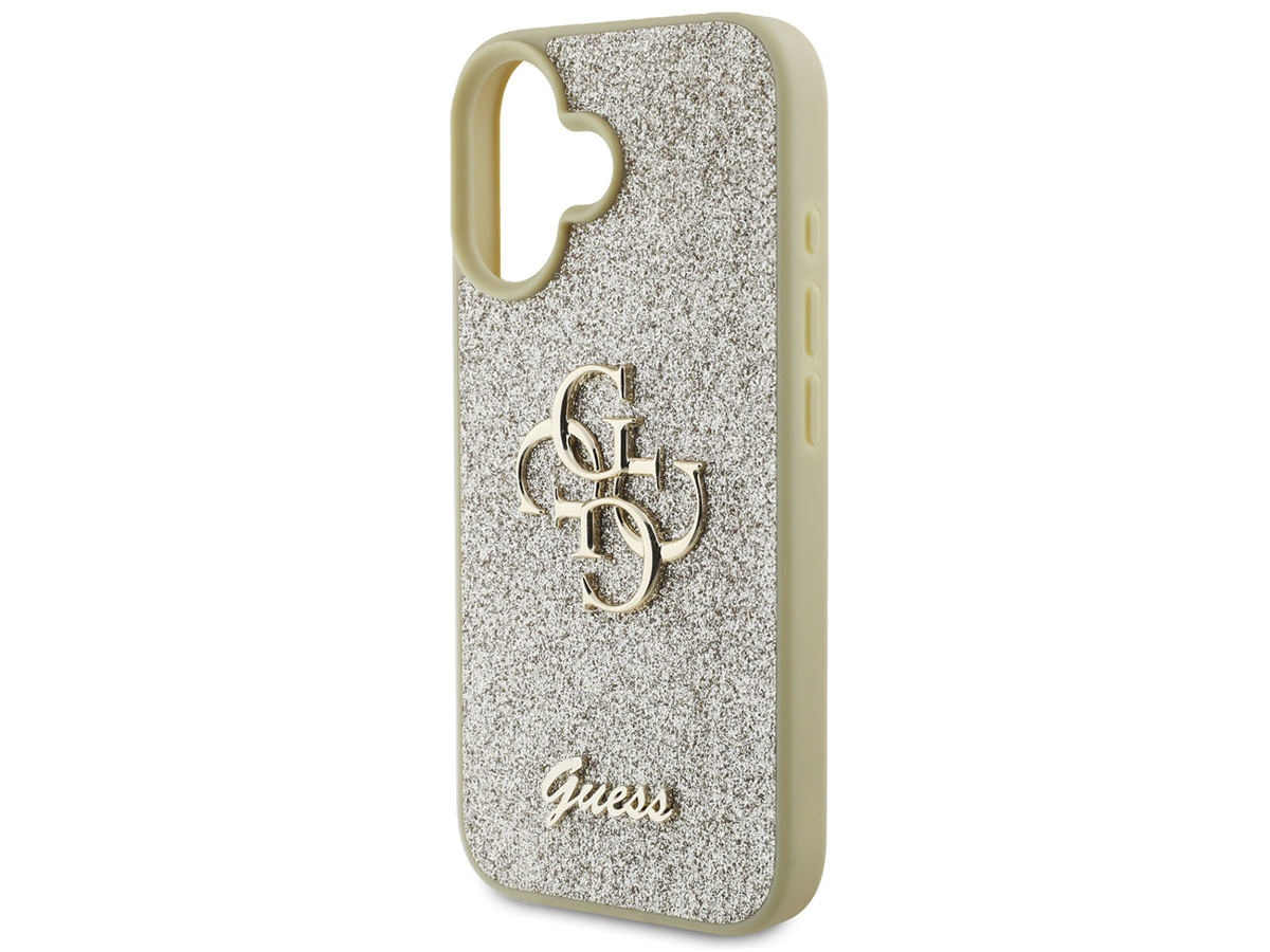 Guess Big 4G Glitter Case Goud - iPhone 16 hoesje