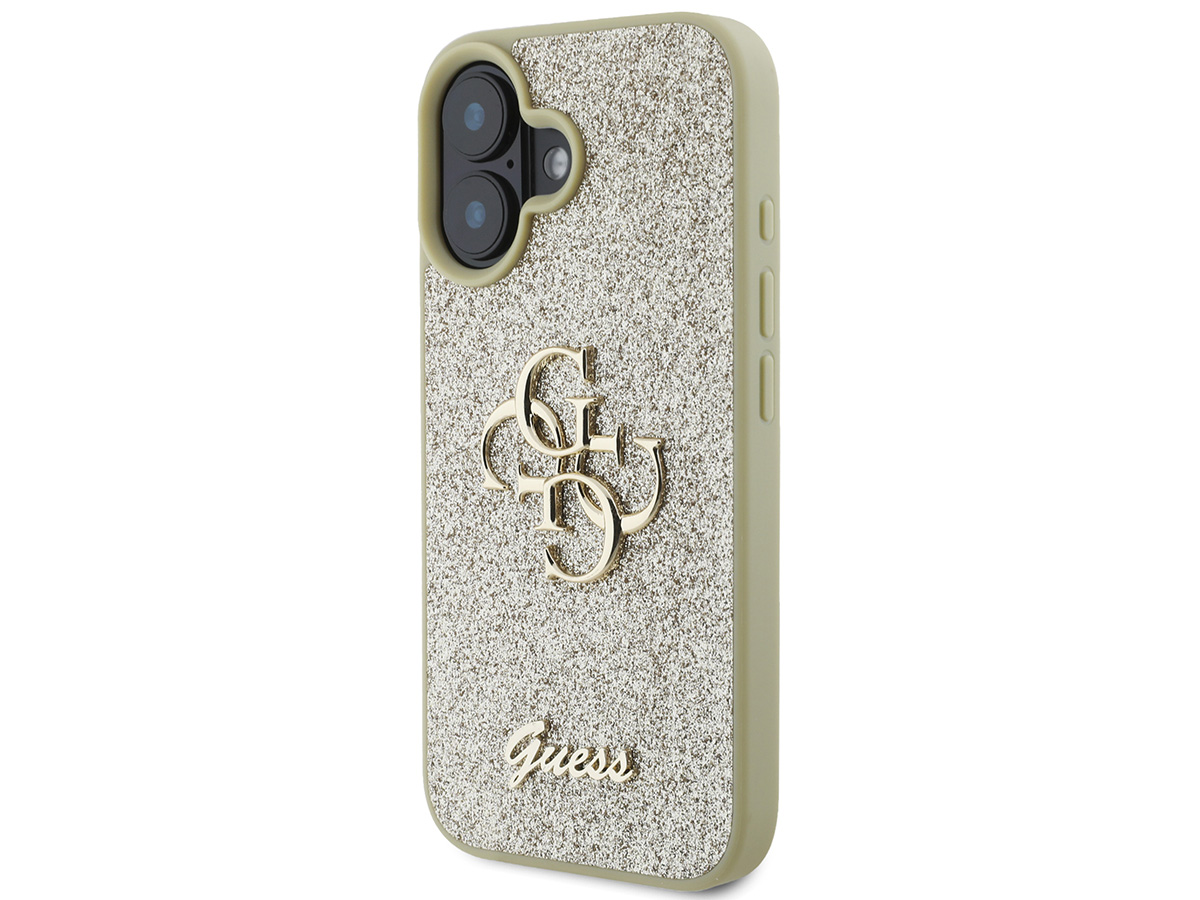 Guess Big 4G Glitter Case Goud - iPhone 16 hoesje