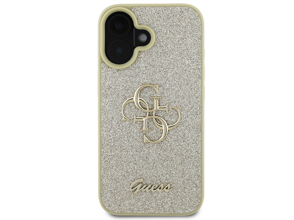 Guess Big 4G Glitter Case Goud - iPhone 16 hoesje